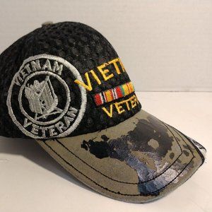 Vietnam Veteran Black Adjustable Strapback Hat Cap (Please See Photos)
